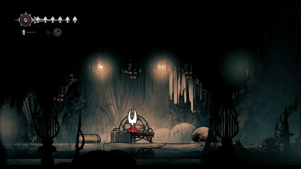 Gameplay Silksong APK Android - Exploration de la zone fongique verte avec de beaux environnements dessinés à la main